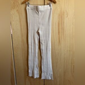 Women's Cream Ribbed lounge Knit Pants